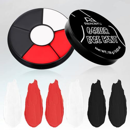 Black White Red Face Body Paint, Professional 6 Colors Body Paint SFX Makeup Palette， Cream Water Based Face Paint for SFX Halloween Cosplay Joker Zombie Vampire Skeleton Clown Vampire Makeup - color: Vampire Makeup