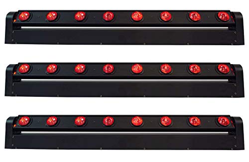 Rockville MOTIONSTRIP 3-Pack Motorized RGBW Moving-Head Wash/Beam Bar | 8x10W CREE LEDs, 270 Degree Rotation, Color Mixing, 16-Ch DMX, Sound Activated, Metal, DJ Stage Dance Floor Light