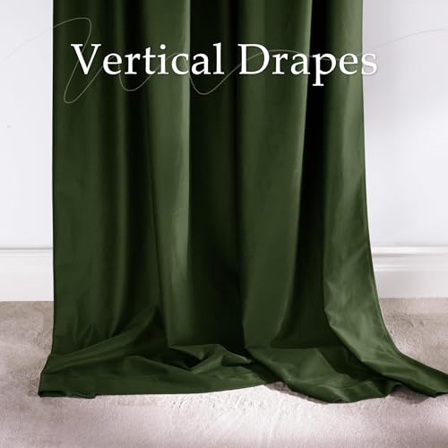 NICETOWN Olive Green Velvet Blackout Curtains 84" Long, 52" Wide, 2 Panels - color: Olive Green, size: 52"W x 84"L (Pack of 2)