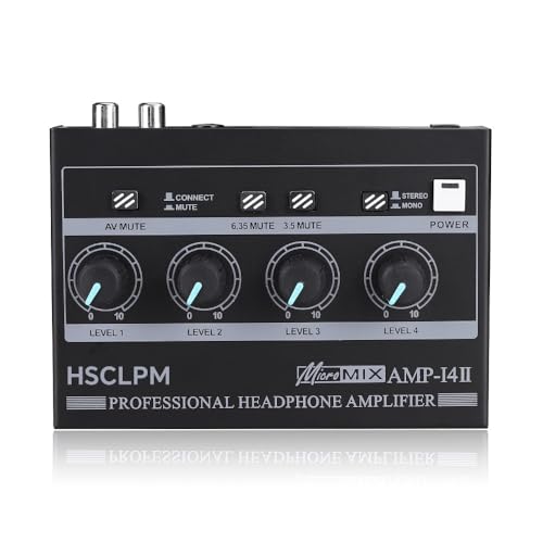 4-Channel Professional Headphone Amplifier Splitter: 8 Outputs with Individual Volume Control, Mixing, Multiple Inputs (RCA/3.5mm/6.35mm), Mono/Stereo for Studio, Podcast, Home - style: HA400 PRO