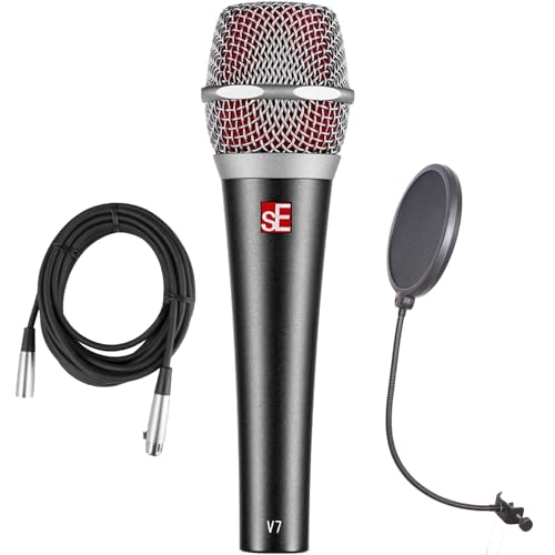 sE Electronics V7 Supercardioid Dynamic Handheld Vocal Microphone - Bundle with Pop Filter and XLR Cable