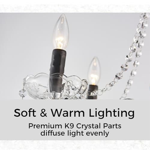 Saint Mossi Crystal Chandelier, 5-Light Black and Clear Glass Chandelier | Crystal chandelier,dimmable bulb compatible,59-in chain,19-in body, flat and sloped ceilings, dining room - color: Black and Clear