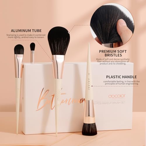 DUcare 30Pcs Professional Makeup Brushes Set, Large Foundation Powder Contour Concealer eyeshadow Blush EyeLiner Make up Brushes,Premium Synthetic hair,Vegan Cruelty-free - color: beige