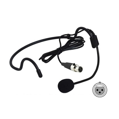 Headworn Headset Microphone for AKG/Samson Wireless Bodypack Transmitters, with Windscreen, Mini 3 Pins XLR Connector, Unidirectional, Black