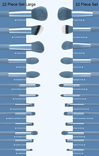 Koccido Makeup Brushes 22 Pcs Makeup Kit,Foundation Brush Eyeshadow Brush Make up Brushes Set (Blue, 22 Piece Set Large) - color: Sky-blue, size: 22 Piece Set Large