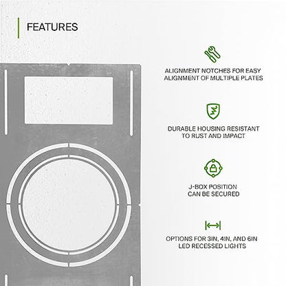 ASD 6 Pack New Construction Mounting Plate Round Hole - 8/10/12 Inch Flat Galvanized Steel Wafer Light Rough In Plate, Universal Light Fixture Mounting Bracket for LED Recessed Lighting - color: Symmetric 8-10-12", size: 6 Pack