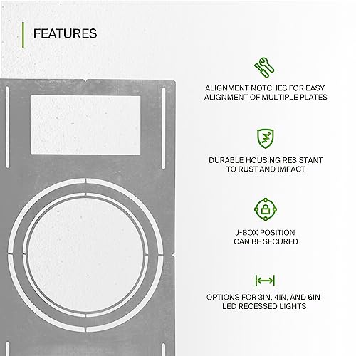 ASD 24 Pack New Construction Mounting Plate Round Hole - 8/10/12 Inch Flat Galvanized Steel Wafer Light Rough In Plate, Universal Light Fixture Mounting Bracket for LED Recessed Lighting - color: Symmetric 8-10-12", size: 24 Pack