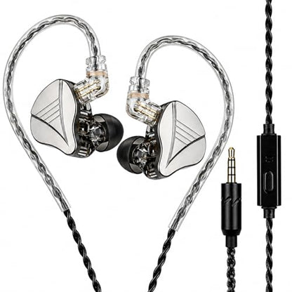 In Ear Monitor Headphones Dual Magnetic Dynamic Driver IEM with Mic, Black | Hybrid Banlance Armature with Dynamic in Ear Headphones IEM Earphones Gaming Earbuds - color: YJS-819-Black with Mic