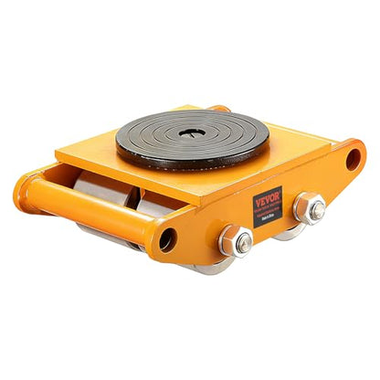 VEVOR 4-Piece Machinery Skate Dolly, 26,455 Lbs, 12T Industrial Machinery Mover, Heavy Duty Carbon Steel, 360° Rotation, Non-Slip Cap, Yellow - size: 4 Packs-Steel Wheels