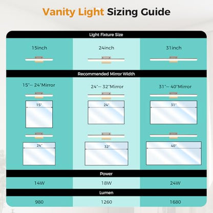 Brushed Nickel Vanity Light 31.5", 24W LED Dimmable Bathroom Light Bar with Adjustable Angle & 5CCT – Modern Long Wall Fixture for Bathroom, Powder Room, Bedroom, Apartment, Hotel - color: Brushed Nickel, size: 31.5 Inch Long