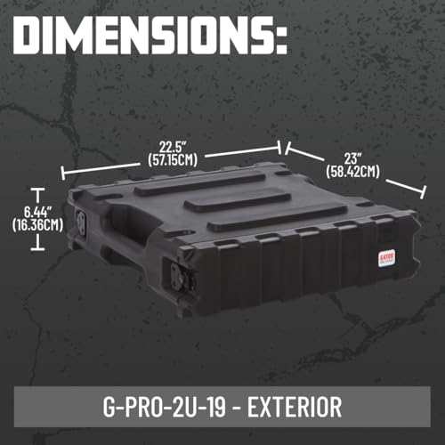 Gator Cases Pro Series 2U Rack Case with Standard 19" Depth, Roto Molded Made in USA (G-PRO-2U-19) | Made in the USA Molded Hard Shell Front & Rear Threaded Rack Rails Side Carry Handles - size: 2U Rack Space, style: Standard - 19" Deep