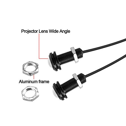 10Pcs 18mm 12V Eagle Eye LED Car Fog DRL Daytime Running Light Backup Reverse Tail Rock Lights Small bulb (Yellow, Black Case) - color: Yellow light