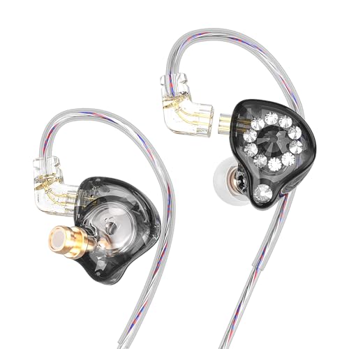 Wired Gaming Earbuds AK6 SPARK Detachable IEM Bass Sound Headphones Black | 1DD HiFi in Ear Monitor 11mm Dynamic Driver for Video Music Gaming NO MIC - color: Dark BLACK