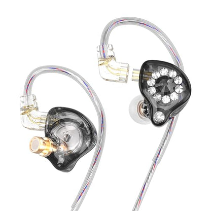 Wired Gaming Earbuds AK6 SPARK Detachable IEM Bass Sound Headphones Black | 1DD HiFi in Ear Monitor 11mm Dynamic Driver for Video Music Gaming NO MIC - color: Dark BLACK