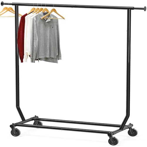 Simple Houseware Supreme Commercial Grade Clothing Garment Rack, Black | Holds Up to 250 lbs, Extendable Width from 50.25 to 75.25 Inches - color: Black, size: Commercial Grade