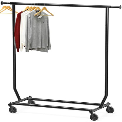 Simple Houseware Supreme Commercial Grade Clothing Garment Rack, Black | Holds Up to 250 lbs, Extendable Width from 50.25 to 75.25 Inches - color: Black, size: Commercial Grade