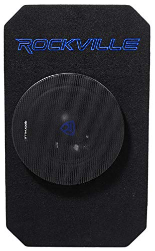 Rockville RMW8A 8" 800W Ported Powered Truck Subwoofer Slim Enclosure | Built-in Class D Amplifier, Tunnel Slot Port, High Excursion Woofer, Compact Design, Grill Included, CEA-2031 Compliant