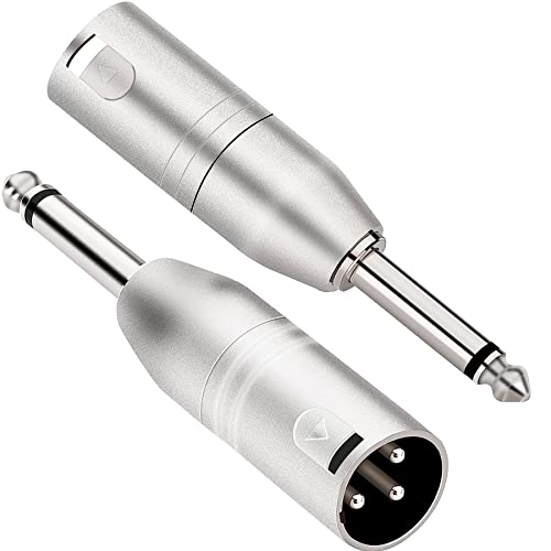 1/4 inch TS Mono to XLR Male Adapter, Unbalanced Quarter Inch TS Mono to XLR Male Converter Audio Connector - 2 Pack | Quarter Inch TS Mono Male to XLR Male Converter Audio Connector, Nickel-Plated Metal Shell, Low-Noise Transmission - style: 1/4 inch TS