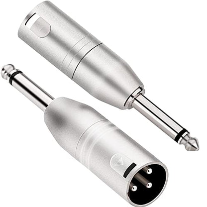 1/4 inch TS Mono to XLR Male Adapter, Unbalanced Quarter Inch TS Mono to XLR Male Converter Audio Connector - 2 Pack | Quarter Inch TS Mono Male to XLR Male Converter Audio Connector, Nickel-Plated Metal Shell, Low-Noise Transmission - style: 1/4 inch TS