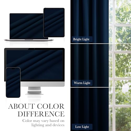 PONY DANCE 100% Blackout Velvet Curtains 72 inch Long for Living Room - color: Navy Blue, size: 52"W x 72"L (Pack of 2)