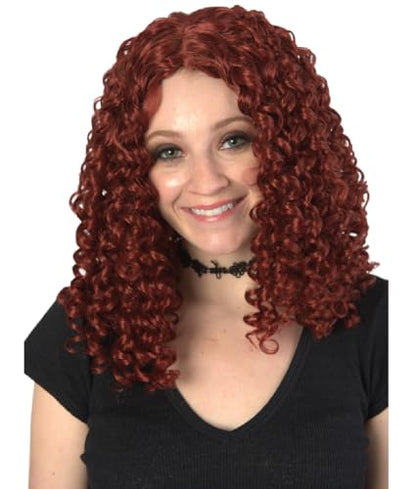 Women's Curly Hair Auburn Color Wig, Good Witch Women's Scarecrow Costume Wig, Breathable Capless Cap Design, Synthetic Fiber Hair Wig