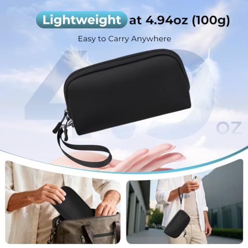 FYY Travel Cable Organizer - 8 Compartments, Lightweight, Water Repellent - color: Black, size: (L) 9.6"× 5.5"× 3.7"