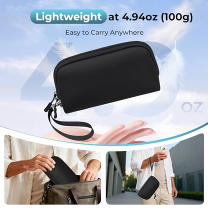 FYY Travel Cable Organizer - 8 Compartments, Lightweight, Water Repellent - color: Black, size: (L) 9.6"× 5.5"× 3.7"