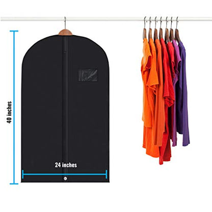 Plixio Garment Bags Suit Bag for Travel and Clothing Storage of Dresses, Dress Shirts, Coats— Includes Zipper and Transparent Window (Black - 20 pack: 40") - size: Black - 20 Pack (40")