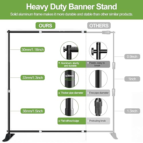 FUDESY 10x10ft Backdrop Banner Stand, Heavy Duty Step and Repeat Stand Kit | Adjustable Photography Background Frame Stand with Carrying Bag for Trade Show Display Photo Booth Parties Wedding Exhibition - size: 10x10ft