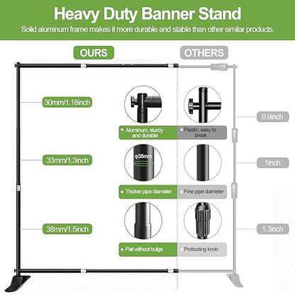 FUDESY 10x10ft Backdrop Banner Stand, Heavy Duty Step and Repeat Stand Kit | Adjustable Photography Background Frame Stand with Carrying Bag for Trade Show Display Photo Booth Parties Wedding Exhibition - size: 10x10ft