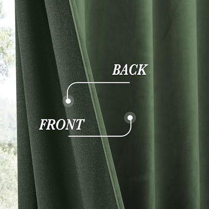 RYB HOME Army Green Velvet Curtains 84 inches for Bedroom Living Room - color: Army Green, size: 52"W x 84"L (Pack of 2)