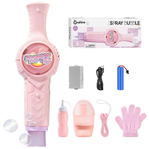 Fog Bubble Machine, Rechargeable Automatic Electric Smoke Bubble Machine, Magic Smoke Bubble Maker, Colorful Lights & Music, Bubble Fog Game for Parties, Beaches, Summer - color: Pink