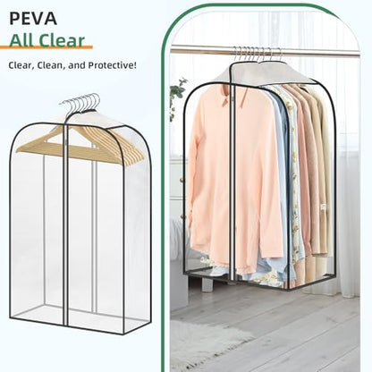 LANDNEOO 6 Pack Clear Garment Bags for Hanging Clothes with Zippers on Double Sides - 10'' Clothes Storage for Coat, Dress, and Fur in Closet - 32'' Long Suit Bags - size: 32 inch