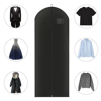 Black Long Dress Garment Bags for Hanging Clothes Travel, Set of 3 Portable Men's Business Travel Suit Bags,Clothes Protector Waterproof for Long Coat, Fur, Mink, Gown (63x23.8 inch) - size: 3 Pcs 63x23.8 In