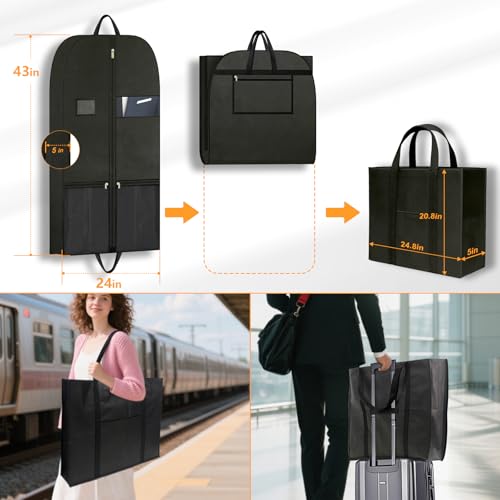 Travel Garment Suit Bag 43" for Hanging Clothes Storage for Men Suits Shirt | Suit bags with pockets and handles,gusseted garment bag for Men Suits Shirt Tuxedo Dresses Coats,Suit Cover Bags with Zipper - size: 43" 1PK