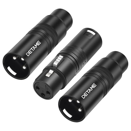 3Pin XLR Male to Female Audio Adapter, Black Painted Zinc Alloy Shell,for Mic,Amplifier, Mixer XLR 3-Pin Audio Connectors DMX 512 Adapter-3Pack - color: XLR M To F*3