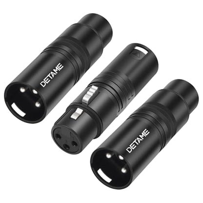 3Pin XLR Male to Female Audio Adapter, Black Painted Zinc Alloy Shell,for Mic,Amplifier, Mixer XLR 3-Pin Audio Connectors DMX 512 Adapter-3Pack - color: XLR M To F*3