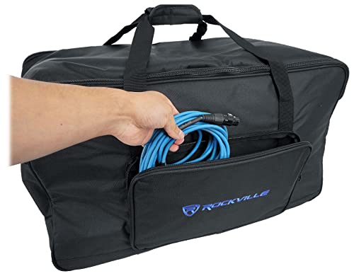 Rockville TB12 v2 Rugged Speaker Bag Carry Case Fits Yamaha DXR12 and QSC K12.2 12" Speakers and other Similar Sized PA Systems | Stand Holder Pocket, Interior Buckle Straps, Thick Foam Padding, Rain/Splash Resistant, Dual YKK Zippers, Dual Handles