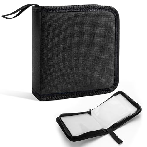 Car CD Case, 40 Capacity CD Storage Binder Wallet Zipper Protective Case, Portable Automotive DVD Disc Storage Organizer for Home Travel Office, Universal Car Accessories (Black) - color: Black