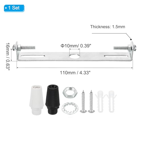 PATIKIL 110mm Ceiling Light Plate Kit, 1 Set Light Fixture Mounting Bracket Plate Steel Crossbar for Home Pendant Wall Light with Screw Washer Nut 2 Color Cap - size: 110mm