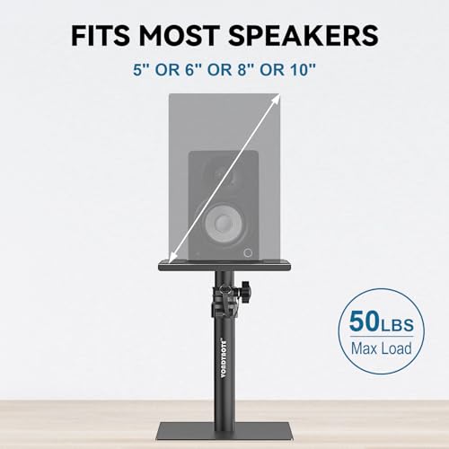 Vondynote Set of 2 Desktop Studio Monitor Speaker Stands Bookshelf Speaker Stands | Set of 2, Flat Base, Adjustable Height 12"-18", Tabletop Monitor Stands