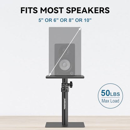 Vondynote Set of 2 Desktop Studio Monitor Speaker Stands Bookshelf Speaker Stands | Set of 2, Flat Base, Adjustable Height 12"-18", Tabletop Monitor Stands