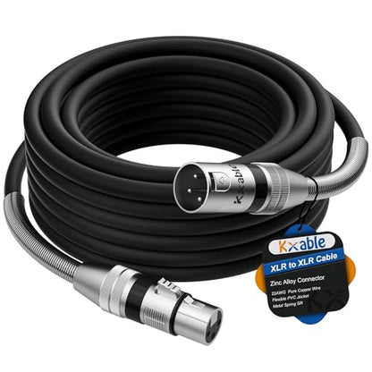 Kxable XLR Microphone Cable 10 FT, XLR Male to Female Balanced Mic Cable, 3-Pin Shielded Speaker Cord, Zinc Alloy Connectors, 22AWG Pure Copper, Metal Spring SR, Recording Studio, Podcast, Black - size: 10FT, style: 1-Pack