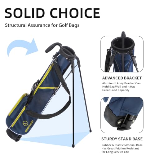 Small Golf Stand Bag Lightweight Golf Easy Carry Bag with Strap and Stand for The Driving Range, Par 3 and Executive Courses Small Golf Bags for Men or Women. - color: NAVY/YELLOW