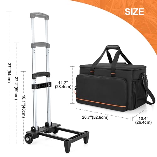 Trunab Rolling DJ Cable File Bag, Travel Gig Bag with Hard Padded Bottom | with Detachable Dividers and Dolly, for Professional DJ Gear, Musical Instrument and Accessories