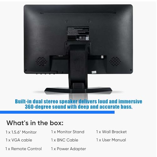 JaiHo 15.6-Inch Professional Security Monitor, 1920x1080P CCTV Screen with Metal Housing, BNC HDMI VGA AV USB, Industrial Display for DVR NVR System, 24/7 Reliable Security Surveillance - color: 15.6 inch 1920×1080