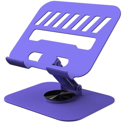 Metal Tablet Stand Holder Adjustable for iPad Kindle Tab, Purple | 360° Rotation, Stability Base, Fully-Fold, Compatible with 4-13" Tablet, iPad Pro/Air 11” 13”, Kindle 11, Galaxy Tab S11 A11 - color: Purple