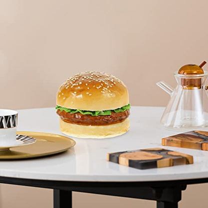 Sewroro 2 Pcs Fake Burgers Pu Artificial Burger Props 3.74 X 3.74 X 2.95 in Simulation Food for Photography Props Shop Burger Decors Display Food Decor Party and Kids Toy