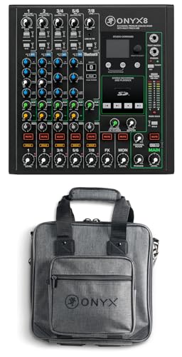 Audiosavings Bundle: (1) Mackie ONYX8 8-Channel Analog Mixer w/Multi-Track USB/3-Band EQ+Bluetooth Bundle with (1) Mackie Onyx8 Carry Bag For Onyx 8 Mixer (2 Items)