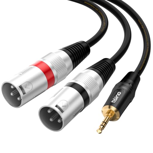 tisino 3.5mm to Dual XLR Stereo Cable 1/8 inch Mini Jack to 2 XLR Male Y Splitter Adapter Cord- 10 FT - size: 10 feet